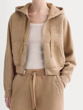Everlane x The Laufey Foundation Cropped Full-Zip Hoodie Weathered Clay Sz Small